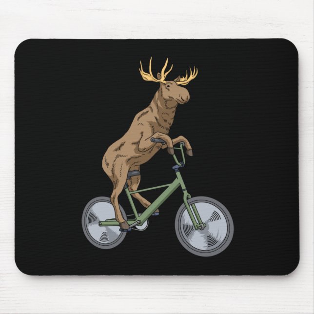 Bicycle Moose Gift Men Women Moose Mouse Mat (Front)
