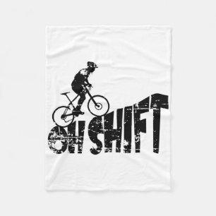 Bicycle Mtb Biking Cycling Biker On Mountain Bike Fleece Blanket