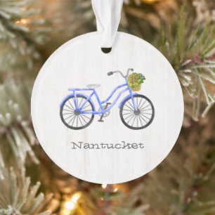 Bicycle Nantucket Family Reunion Year Flowers Fun Ornament