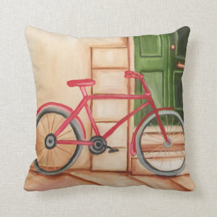Bicycle Oil Painting Throw Pillow, Throw Pillow