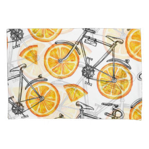 Bicycle Oranges: Watercolor Summer Pattern Pillowcase
