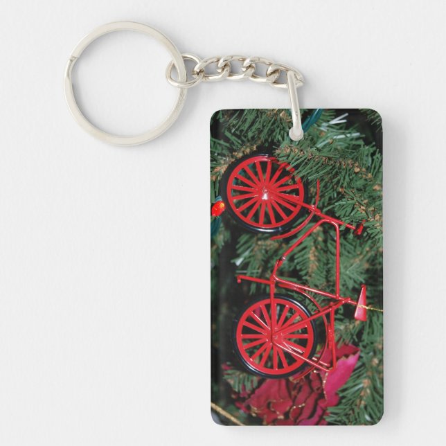 Bicycle Ornament on a Christmas Tree Key Ring (Front)