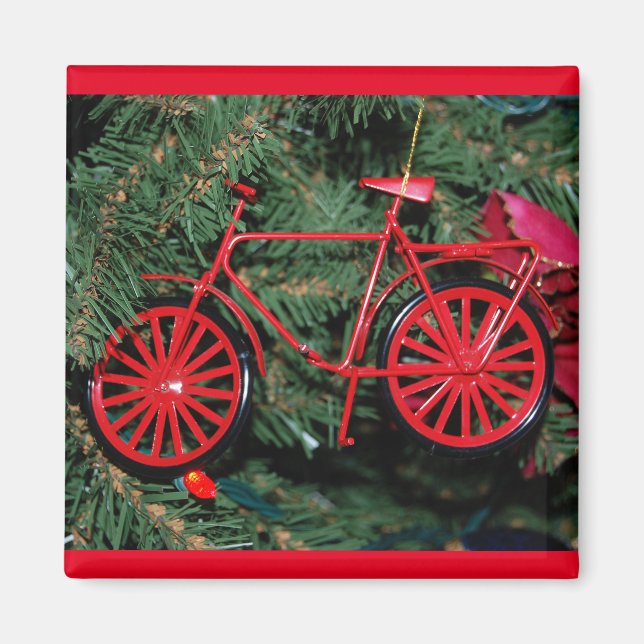 Bicycle Ornament on a Christmas Tree Magnet (Front)