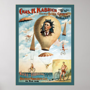 Bicycle Parachute Act ~ Vintage Performance Poster