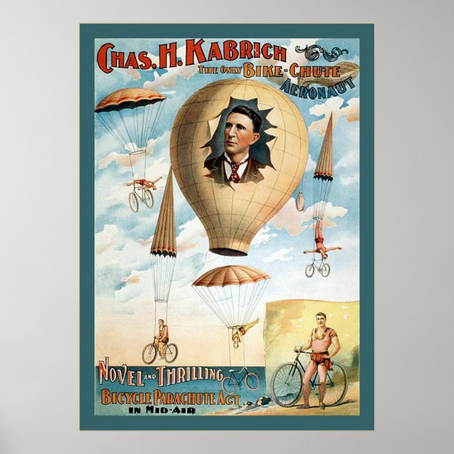 Bicycle Parachute Act ~ Vintage Performance Poster (Front)