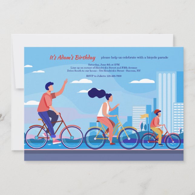 Bicycle Parade Birthday Celebration Invitation (Front)