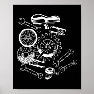 Bicycle Parts Cycling Biking Biker Cyclist Mtb Bmx Poster