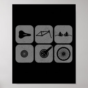 Bicycle Parts Mountain Bike Biking Mtb Cycling Cyl Poster