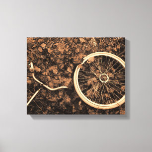 Bicycle parts with autumn leaves canvas print