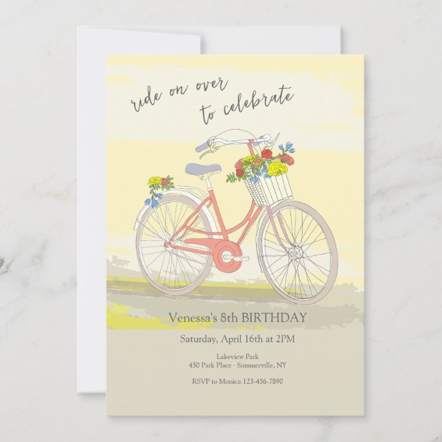 Bicycle Party for Girls Invitation (Front)