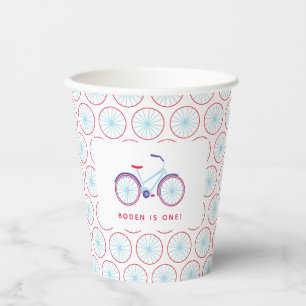 Bicycle Party Red Blue Personalised Party Paper Cups