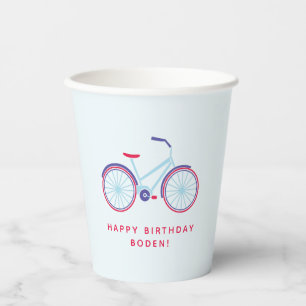 Bicycle Party Red Blue Personalised Party Paper Cups