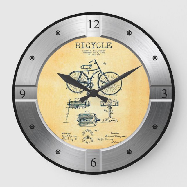 Bicycle Patent 444258 ~ P. W. Tillinghast ~  Large Clock (Front)