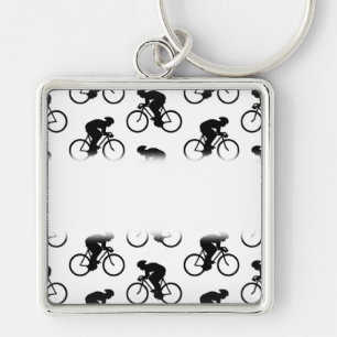 Bicycle Pattern in Black and White. Key Ring