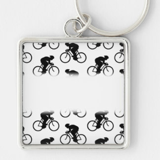 Bicycle Pattern in Black and White. Key Ring