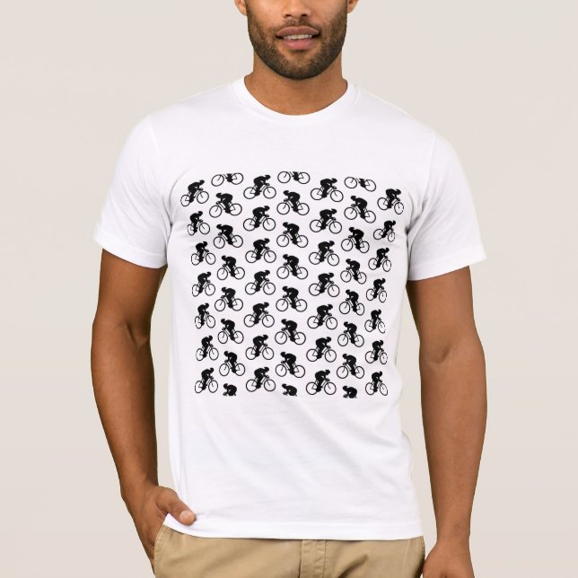 Bicycle Pattern in Black and White. T-Shirt (Front)