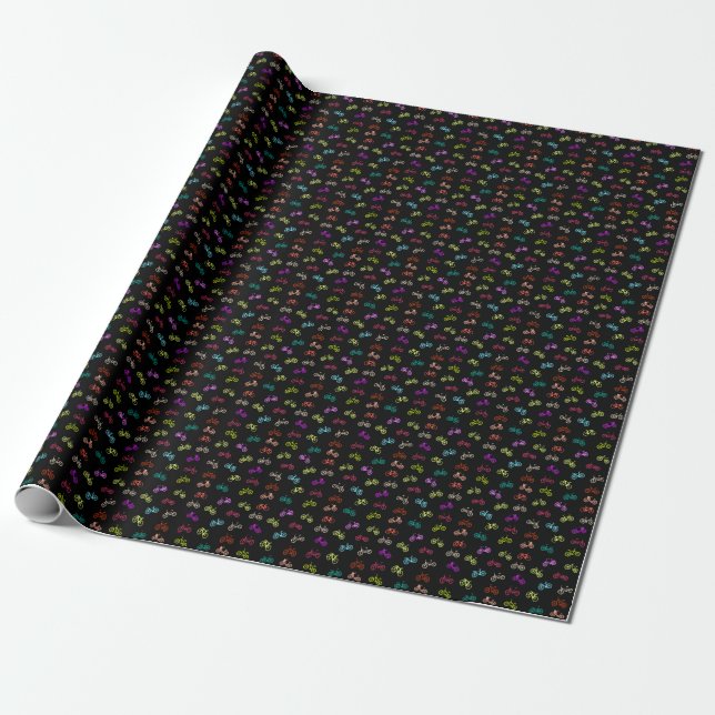 Bicycle pattern invitation wrapping paper (Unrolled)