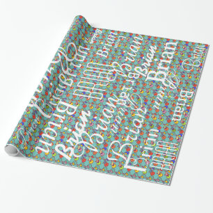 bicycle / pattern of names personalised wrapping paper