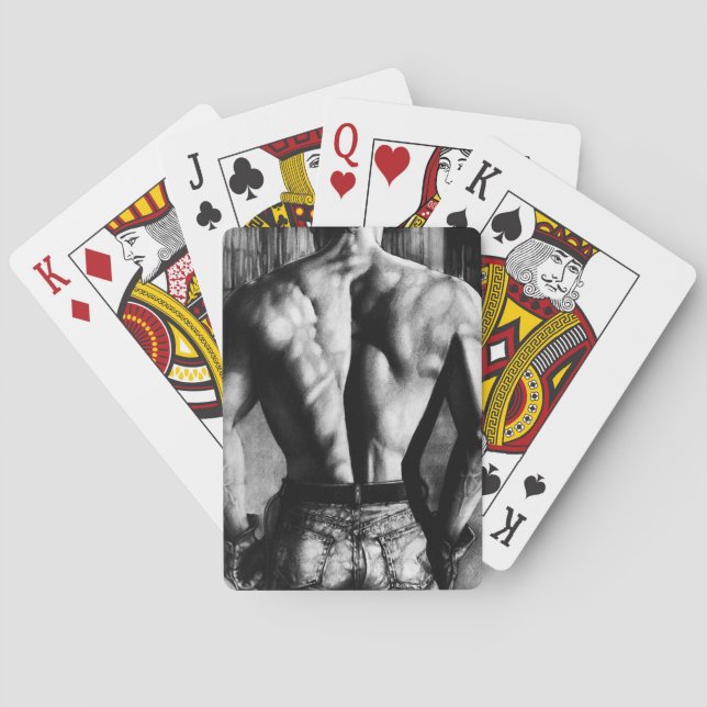 Bicycle Playing Cards Hand Drawn Masculine Art  (Back)