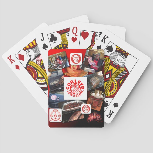 Bicycle playing cards with CorleyQ photo collage. (Back)