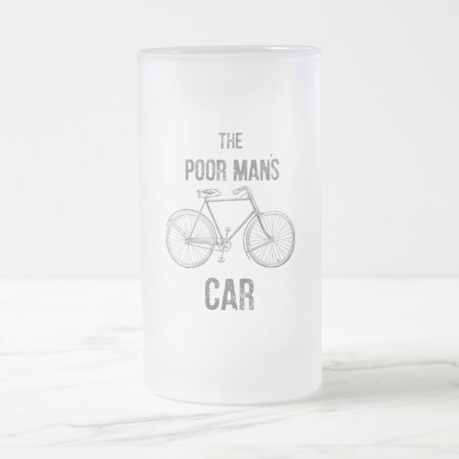 Bicycle : Poor Man’s Car Frosted Glass Beer Mug (Center)
