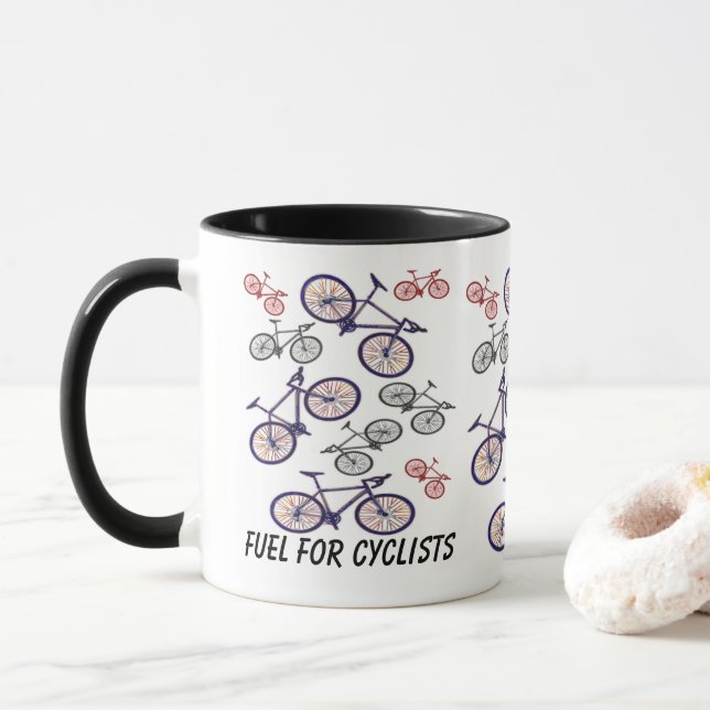 Bicycle Print Design Mug (With Donut)