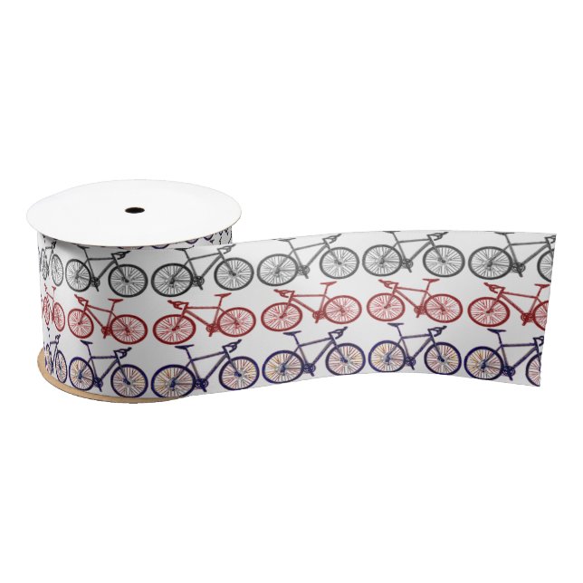 Bicycle Print Satin Ribbon (Spool)