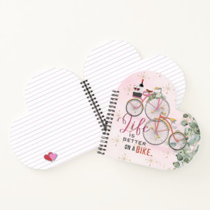 Bicycle Quote Heart-Shaped Notebook