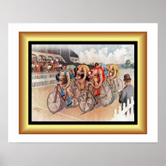 Bicycle Race ~ A Peloton Six Cyclists ~ Paris 1895 Poster