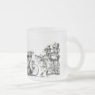 ‘Bicycle Race’ Frosted Glass Coffee Mug