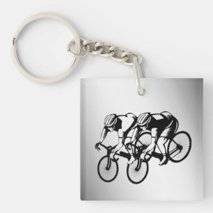 Bicycle Race Silver Key Ring