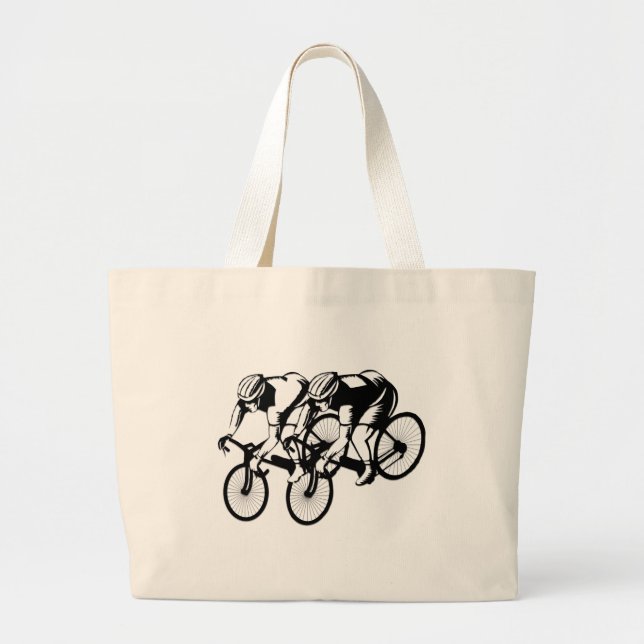 Bicycle Race Silver Large Tote Bag (Front)