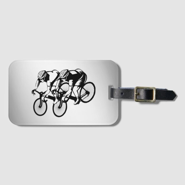 Bicycle Race Silver Luggage Tag (Front Horizontal)