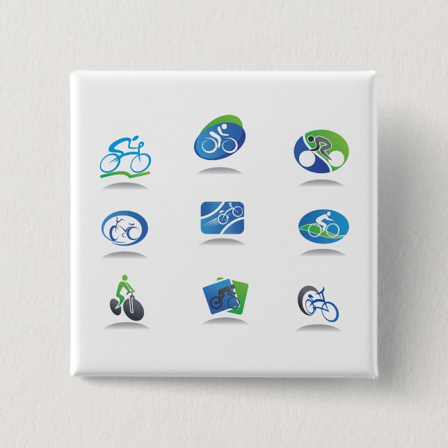 Bicycle Racing Icons Blue and Green Sport 15 Cm Square Badge (Front)