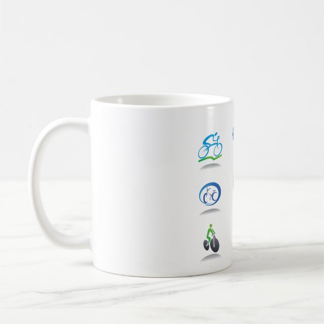 Bicycle Racing Icons Blue and Green Sport Coffee Mug (Left)