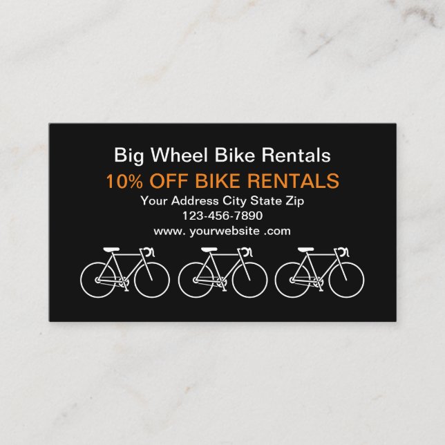 Bicycle Rentals Business Cards (Front)