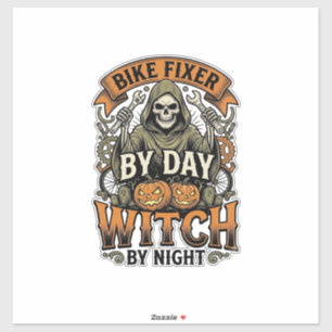 Bicycle Repair Witch Vintage Halloween Bike Mechan