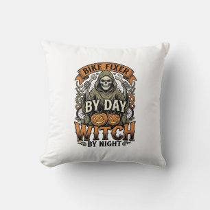 Bicycle Repair Witch Vintage Halloween Bike Mechan Cushion