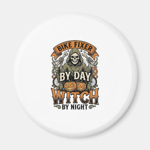 Bicycle Repair Witch Vintage Halloween Bike Mechan Magnet