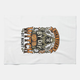 Bicycle Repair Witch Vintage Halloween Bike Mechan Tea Towel
