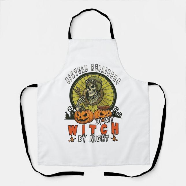 Bicycle Repairers Witch Skull Wrench Pumpkins Hall Apron (Front)