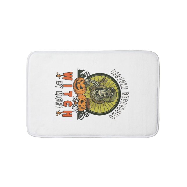 Bicycle Repairers Witch Skull Wrench Pumpkins Hall Bath Mat (Front)