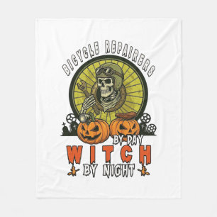 Bicycle Repairers Witch Skull Wrench Pumpkins Hall Fleece Blanket