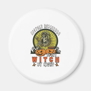 Bicycle Repairers Witch Skull Wrench Pumpkins Hall Magnet