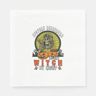 Bicycle Repairers Witch Skull Wrench Pumpkins Hall Napkin