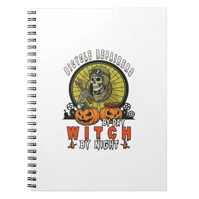 Bicycle Repairers Witch Skull Wrench Pumpkins Hall Notebook (Front)