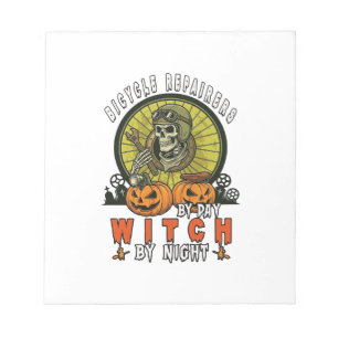 Bicycle Repairers Witch Skull Wrench Pumpkins Hall Notepad