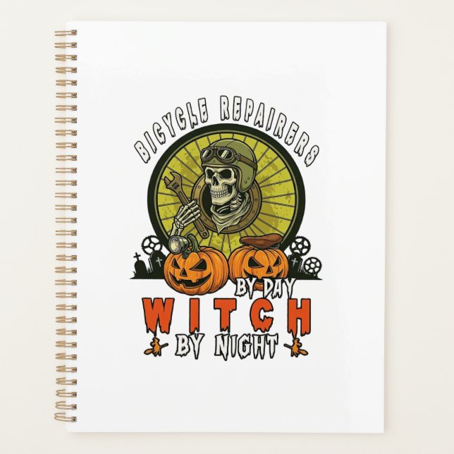 Bicycle Repairers Witch Skull Wrench Pumpkins Hall Planner (Front)
