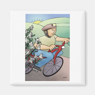 Bicycle Rider at Sunset Magnet