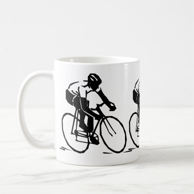 Bicycle Rider Bike Racer Black Silhouette Sports Coffee Mug (Left)